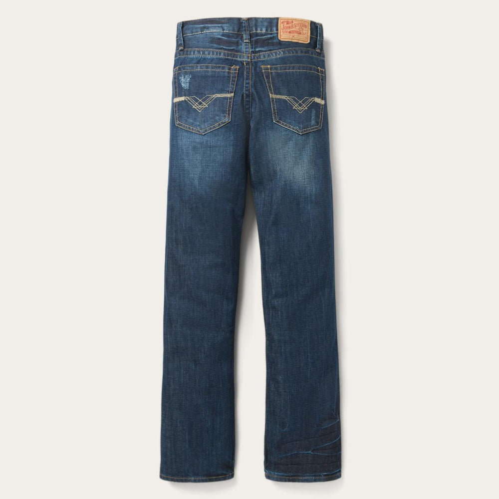 Men Boot Cut | Stetson 1312 Fit Jeans With Back Pocket Detail Blue