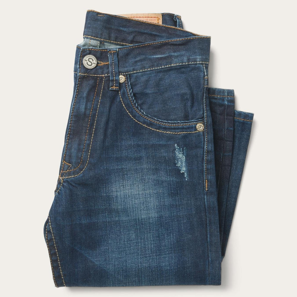 Men Boot Cut | Stetson 1312 Fit Jeans With Back Pocket Detail Blue