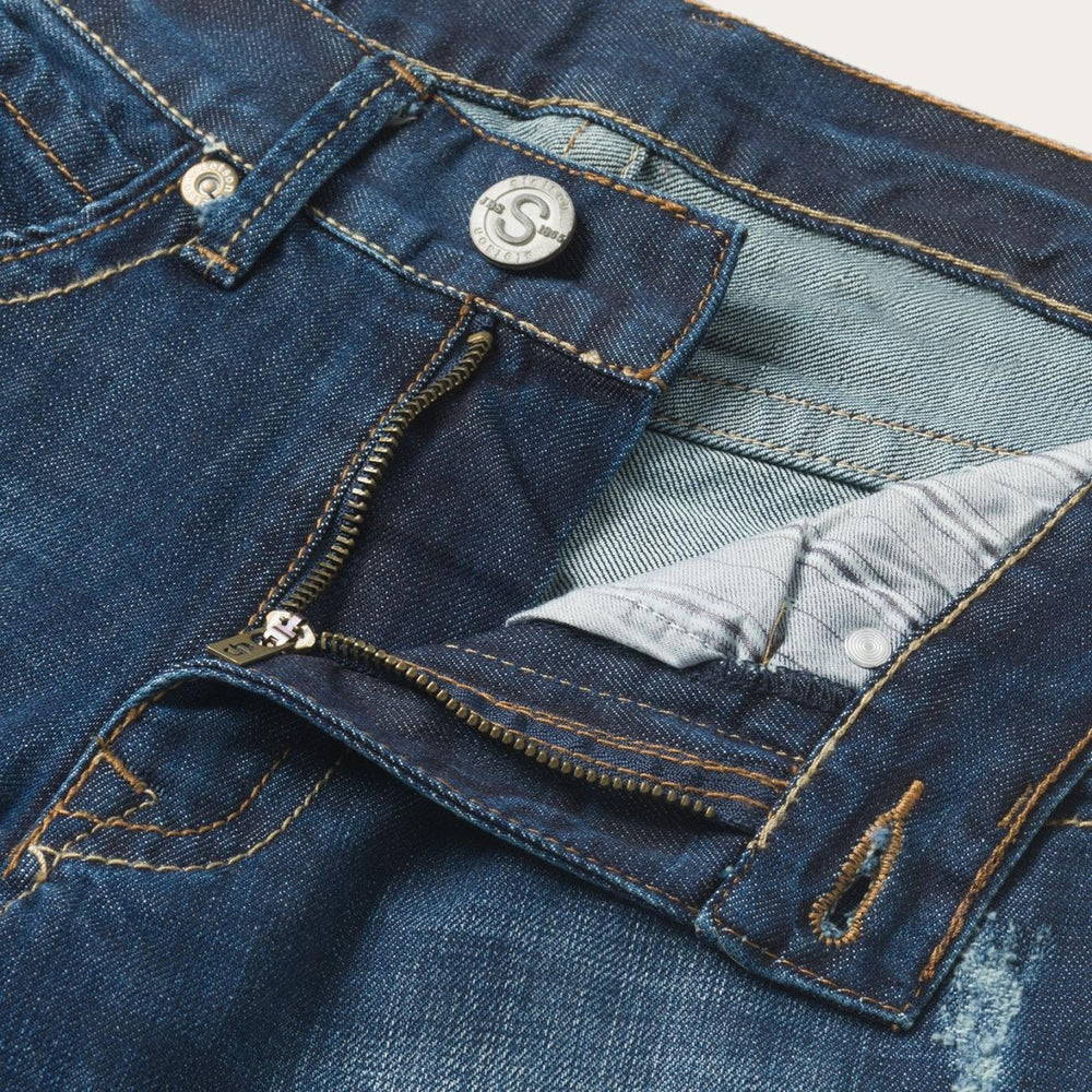 Men Boot Cut | Stetson 1312 Fit Jeans With Back Pocket Detail Blue