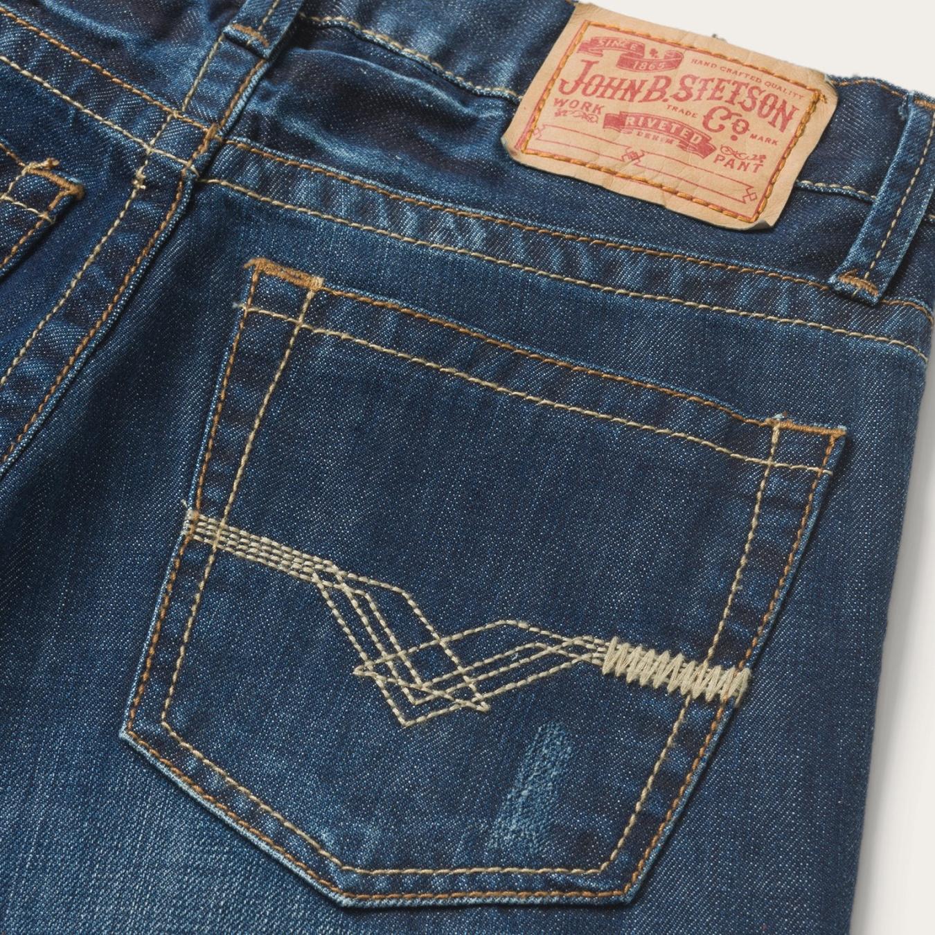 Men Boot Cut | Stetson 1312 Fit Jeans With Back Pocket Detail Blue