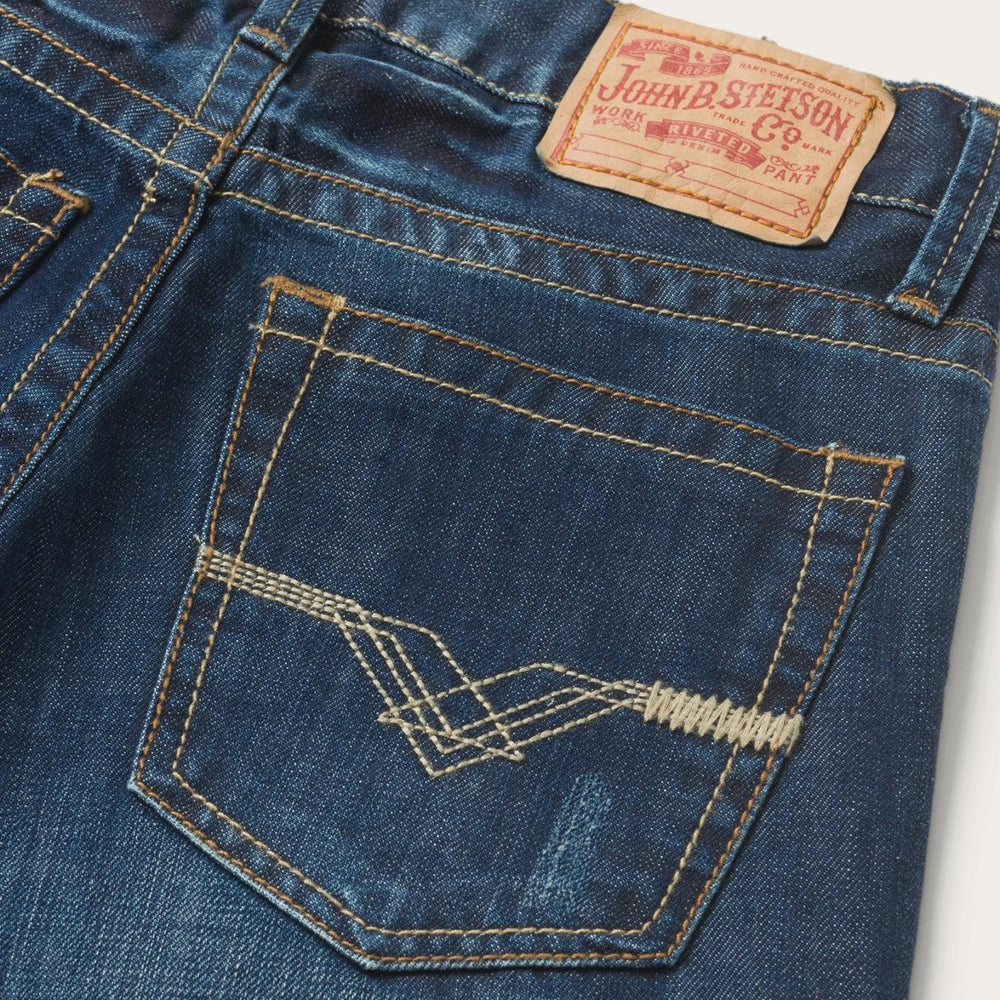 Men Boot Cut | Stetson 1312 Fit Jeans With Back Pocket Detail Blue