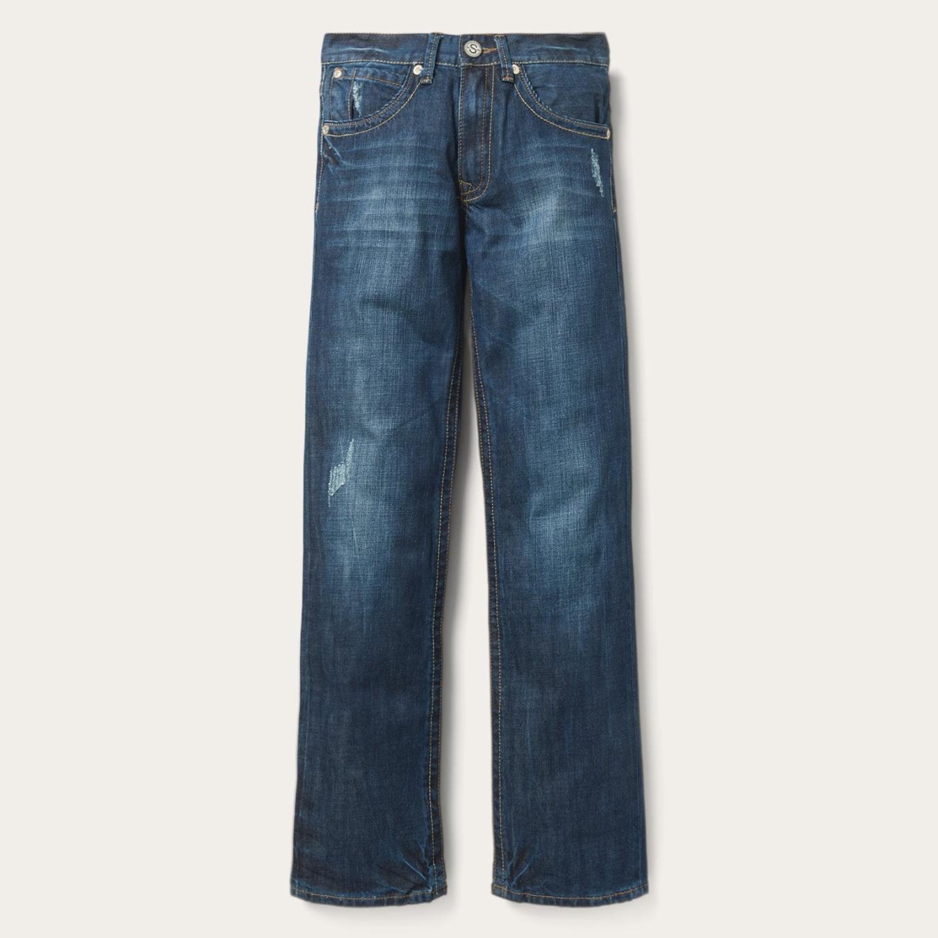 Men Boot Cut | Stetson 1312 Fit Jeans With Back Pocket Detail Blue