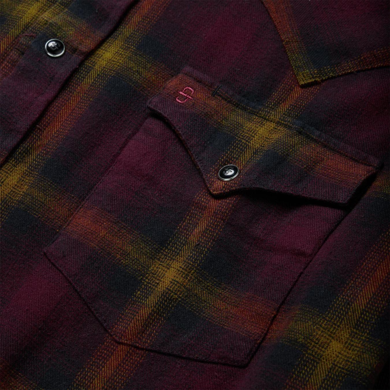 Men Classic Cut | Stetson Black Wine Plaid Flannel Western Shirt Wine