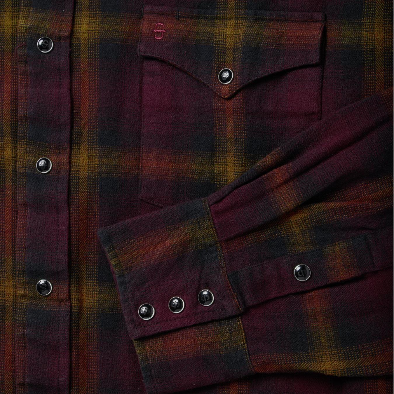 Men Classic Cut | Stetson Black Wine Plaid Flannel Western Shirt Wine