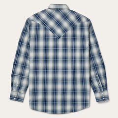 Men Classic Cut | Stetson Crystal Plaid Western Shirt Blue