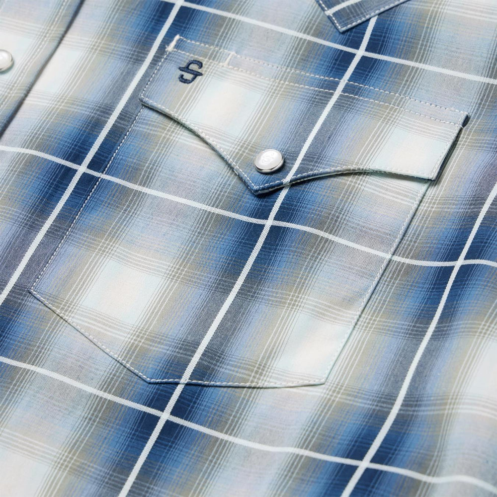 Men Classic Cut | Stetson Crystal Plaid Western Shirt Blue