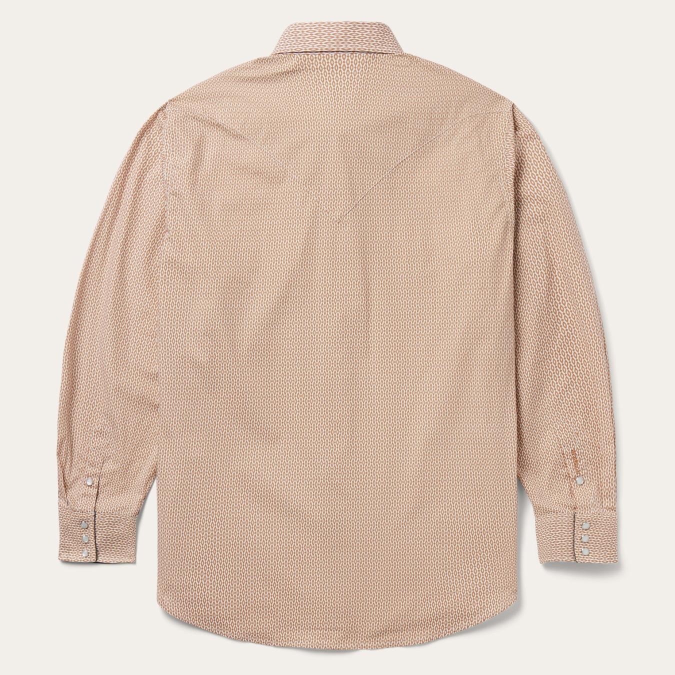 Men Classic Cut | Stetson Diamond Print Western Shirt Orange