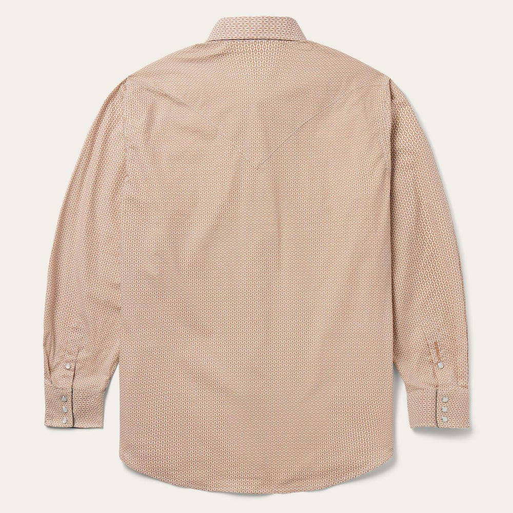 Men Classic Cut | Stetson Diamond Print Western Shirt Orange