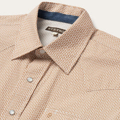 Men Classic Cut | Stetson Diamond Print Western Shirt Orange
