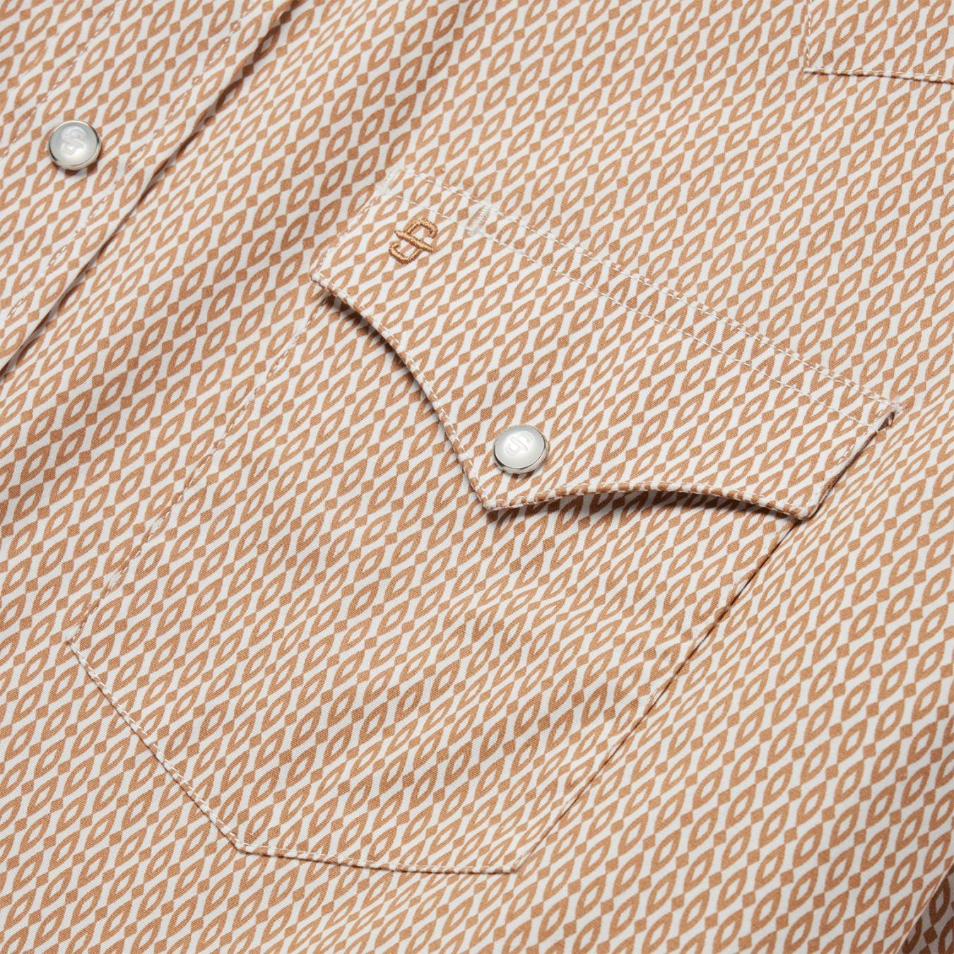 Men Classic Cut | Stetson Diamond Print Western Shirt Orange