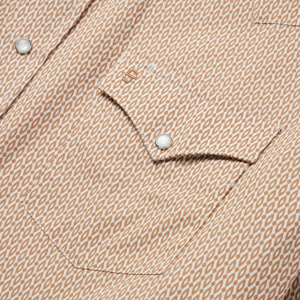 Men Classic Cut | Stetson Diamond Print Western Shirt Orange
