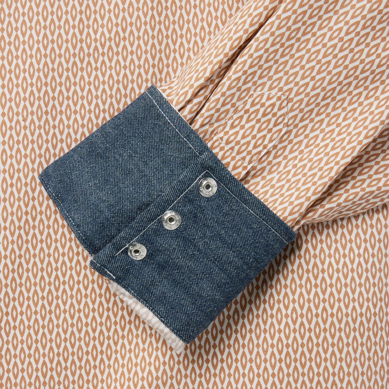 Men Classic Cut | Stetson Diamond Print Western Shirt Orange
