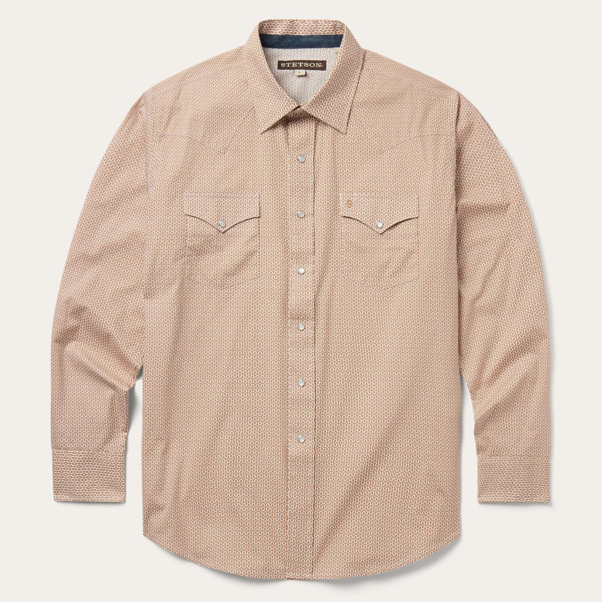Men Classic Cut | Stetson Diamond Print Western Shirt Orange
