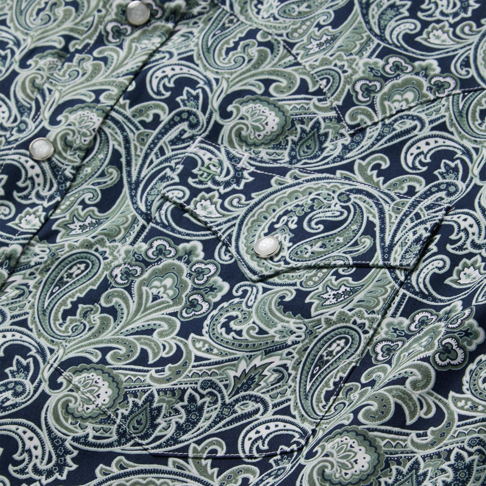 Men Classic Cut | Stetson Greenspring Paisley Print Western Shirt Blue