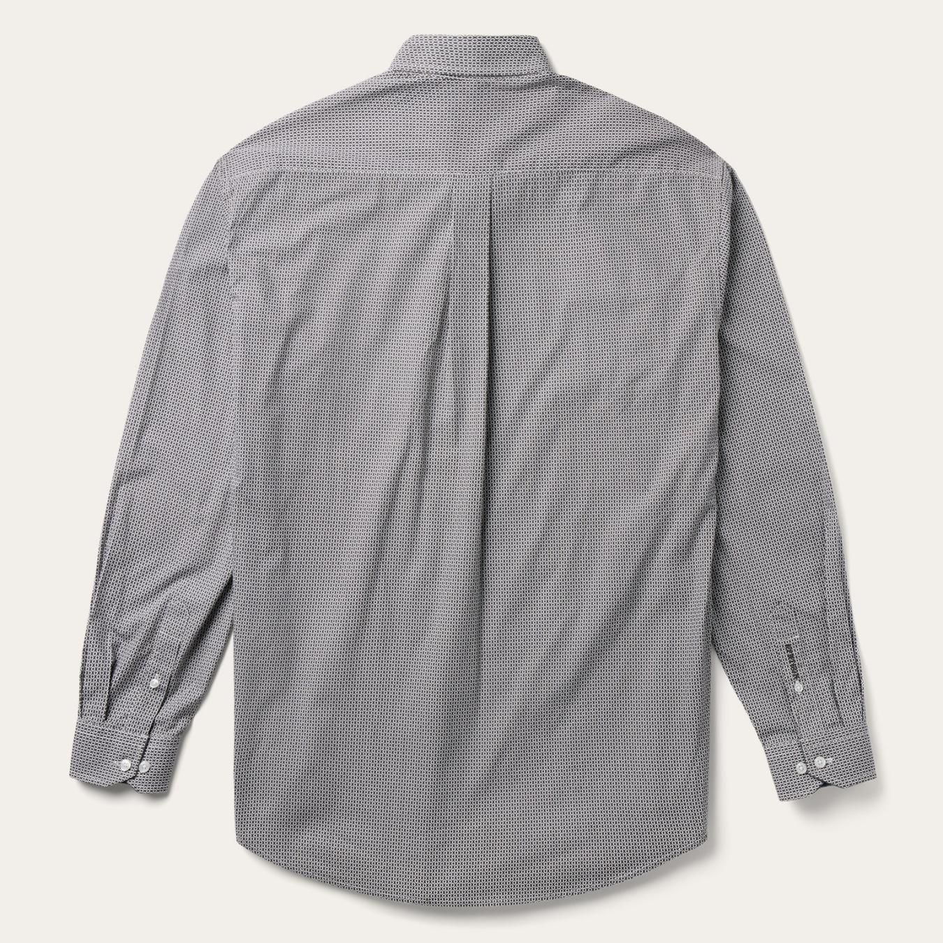 Men Classic Cut | Stetson Grey Geo Print Button Front Shirt Grey