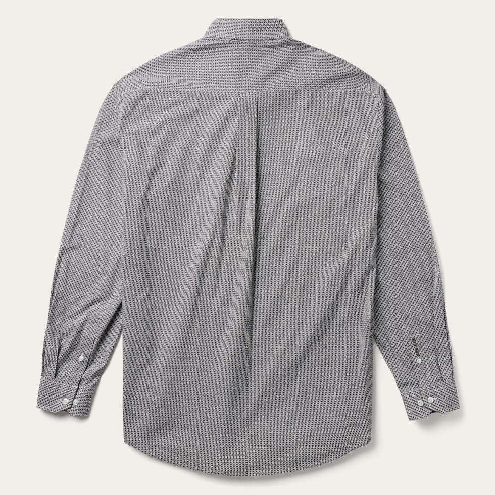 Men Classic Cut | Stetson Grey Geo Print Button Front Shirt Grey
