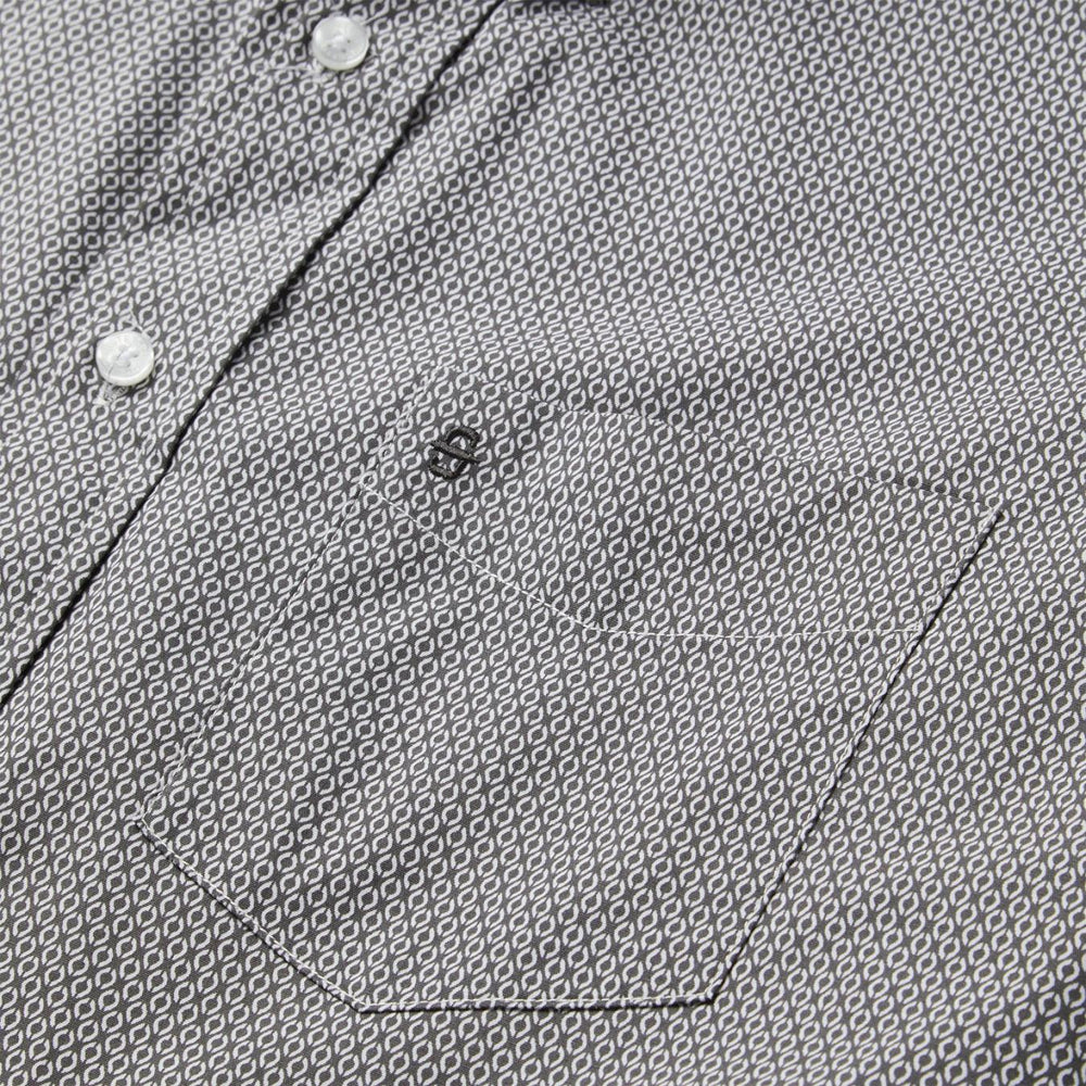 Men Classic Cut | Stetson Grey Geo Print Button Front Shirt Grey