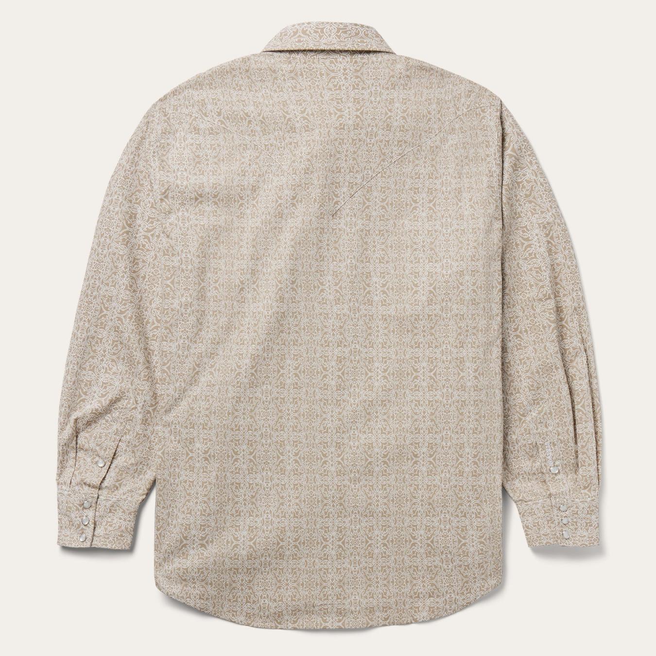 Men Classic Cut | Stetson Medallion Print Western Shirt Brown