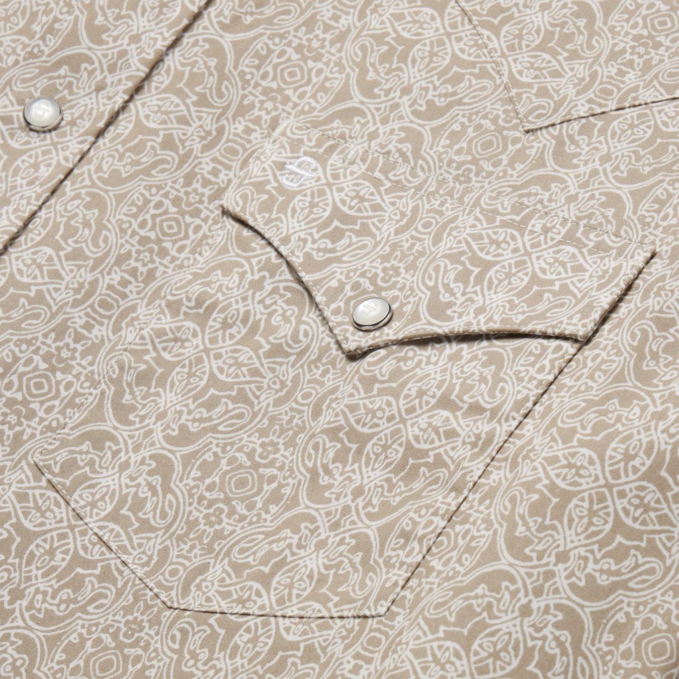Men Classic Cut | Stetson Medallion Print Western Shirt Brown