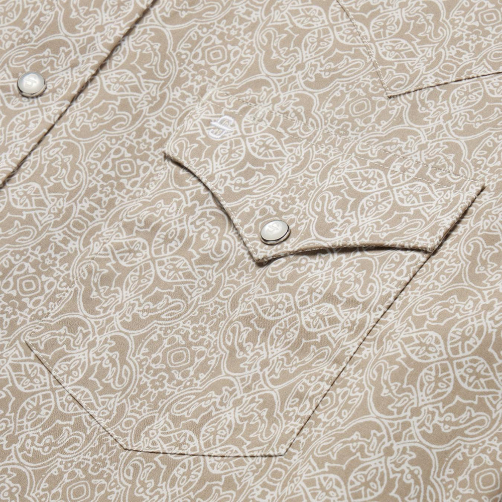 Men Classic Cut | Stetson Medallion Print Western Shirt Brown