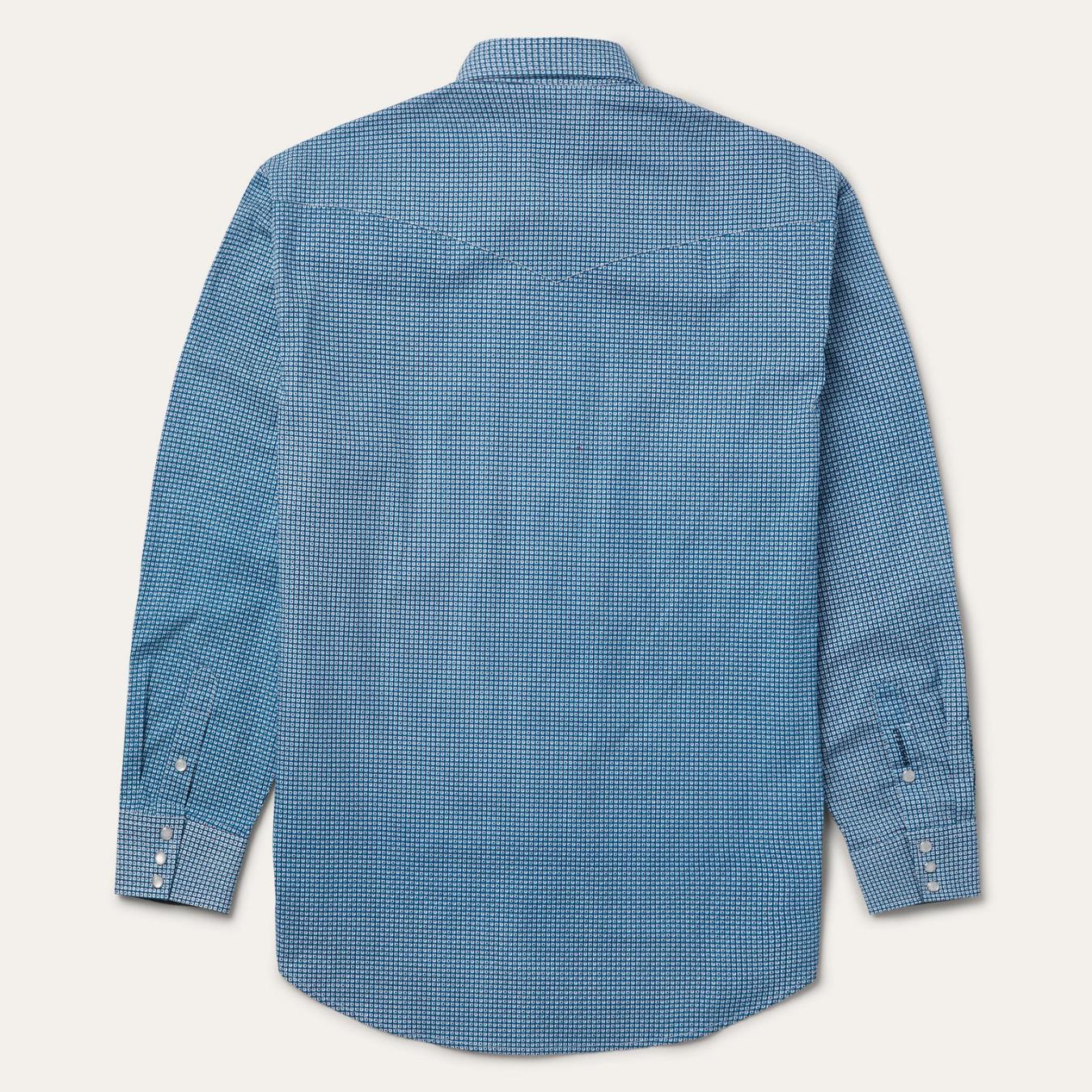Men Classic Cut | Stetson Micro Print Western Shirt Blue