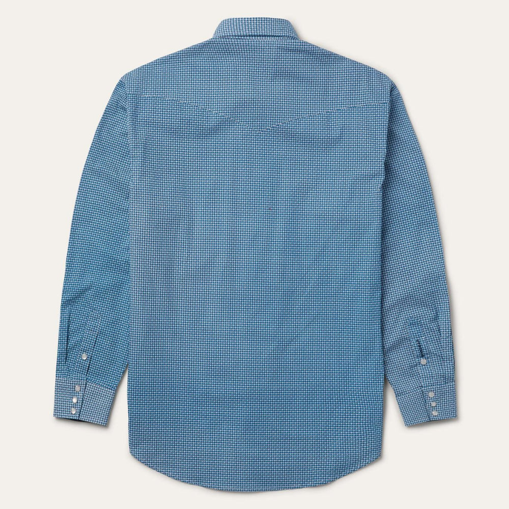 Men Classic Cut | Stetson Micro Print Western Shirt Blue