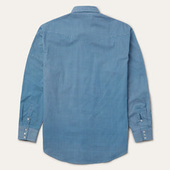 Men Classic Cut | Stetson Micro Print Western Shirt Blue