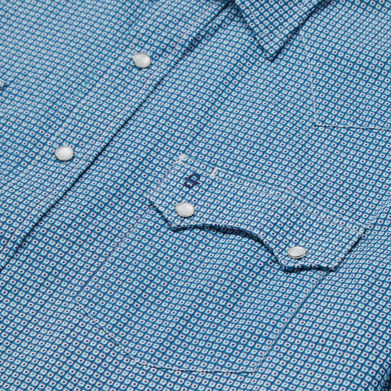 Men Classic Cut | Stetson Micro Print Western Shirt Blue