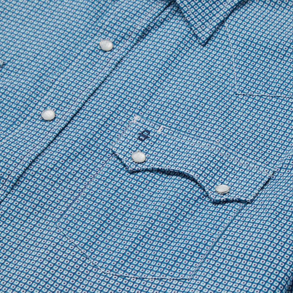 Men Classic Cut | Stetson Micro Print Western Shirt Blue