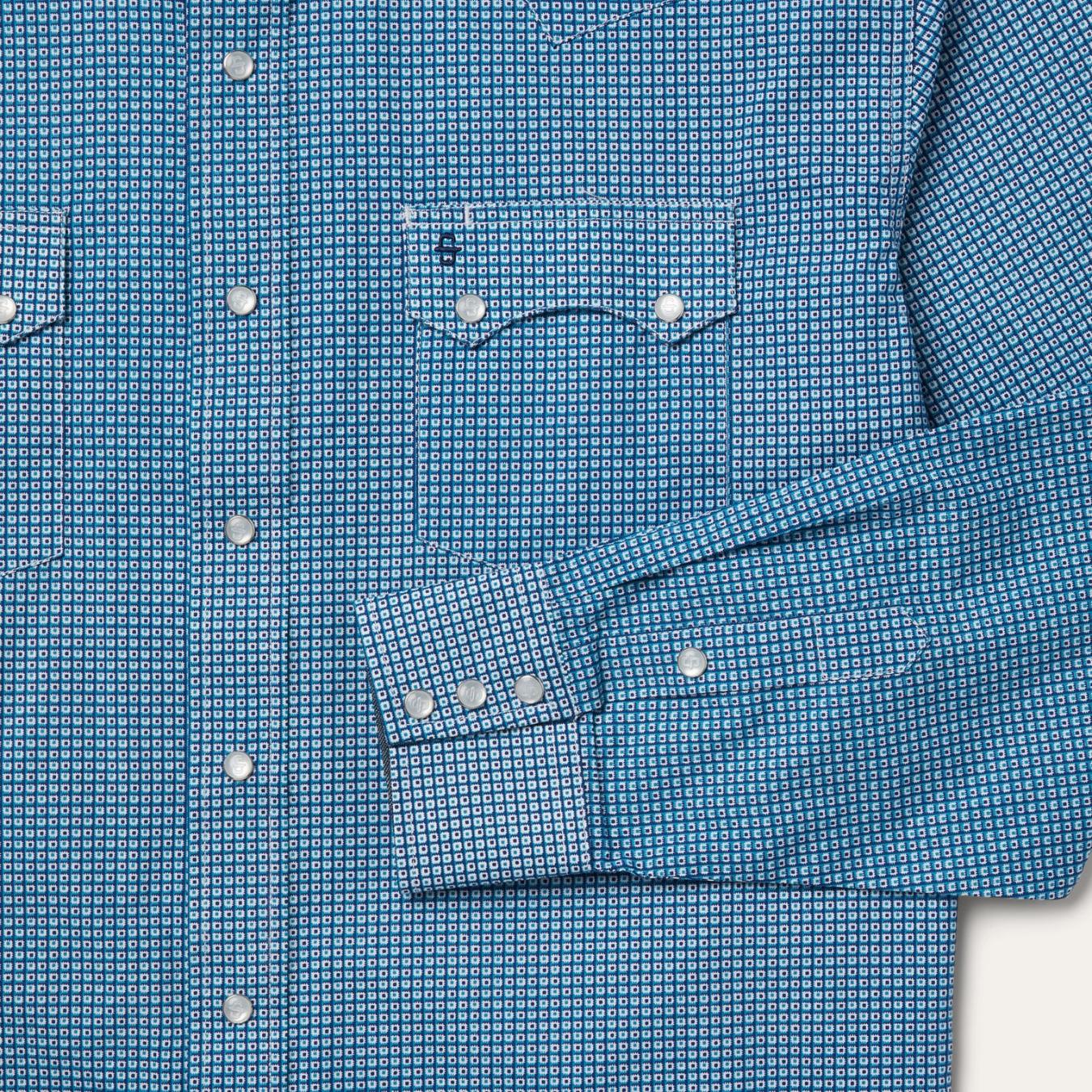 Men Classic Cut | Stetson Micro Print Western Shirt Blue