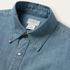 Men Denim Shirts | Stetson Chambray Denim Shirt Blue
