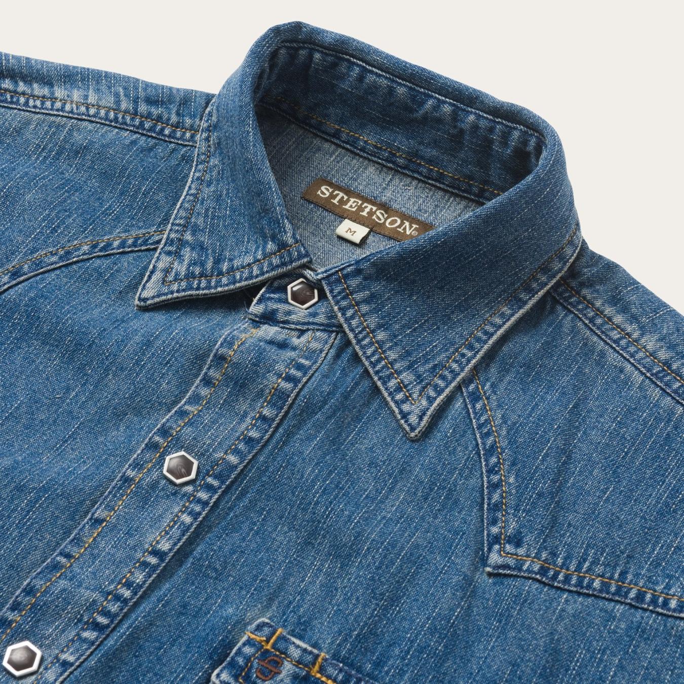 Men Denim Shirts | Stetson Classic Denim Shirt Blue