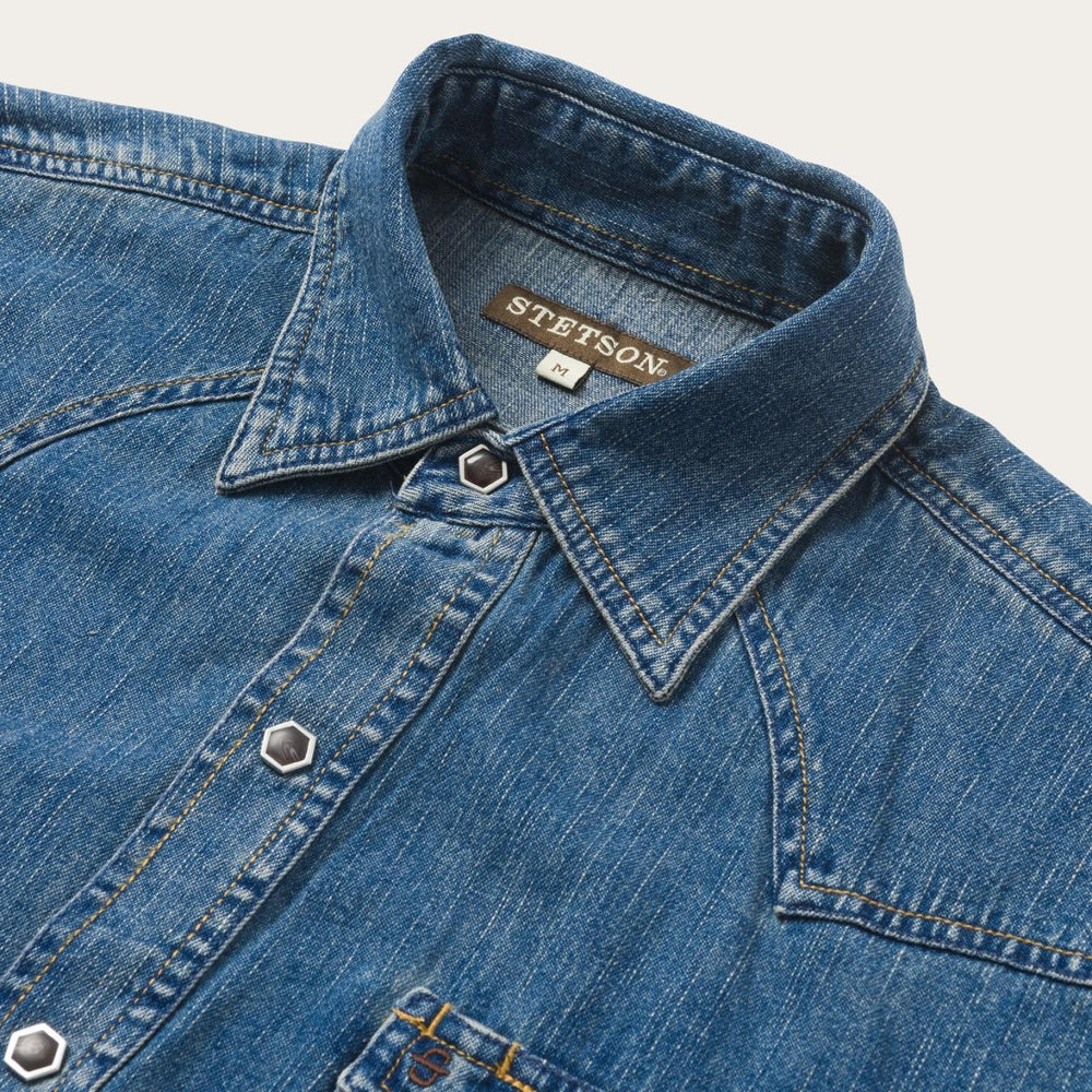 Men Denim Shirts | Stetson Classic Denim Shirt Blue