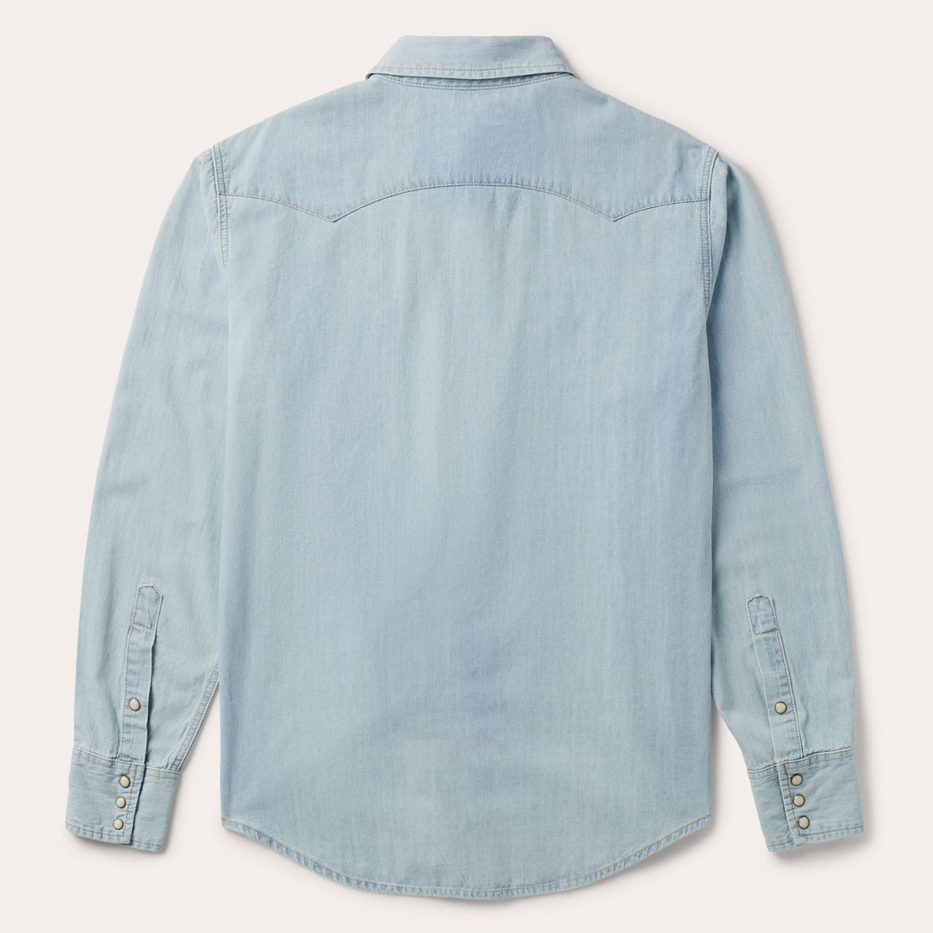Men Denim Shirts | Stetson Light Blue Denim Western Shirt Blue