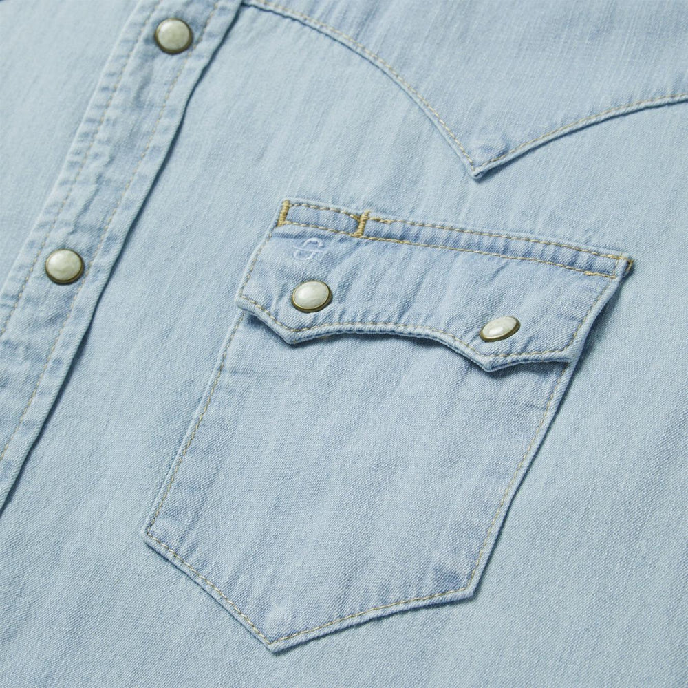 Men Denim Shirts | Stetson Light Blue Denim Western Shirt Blue