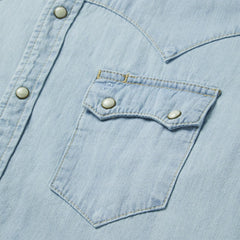 Men Denim Shirts | Stetson Light Blue Denim Western Shirt Blue