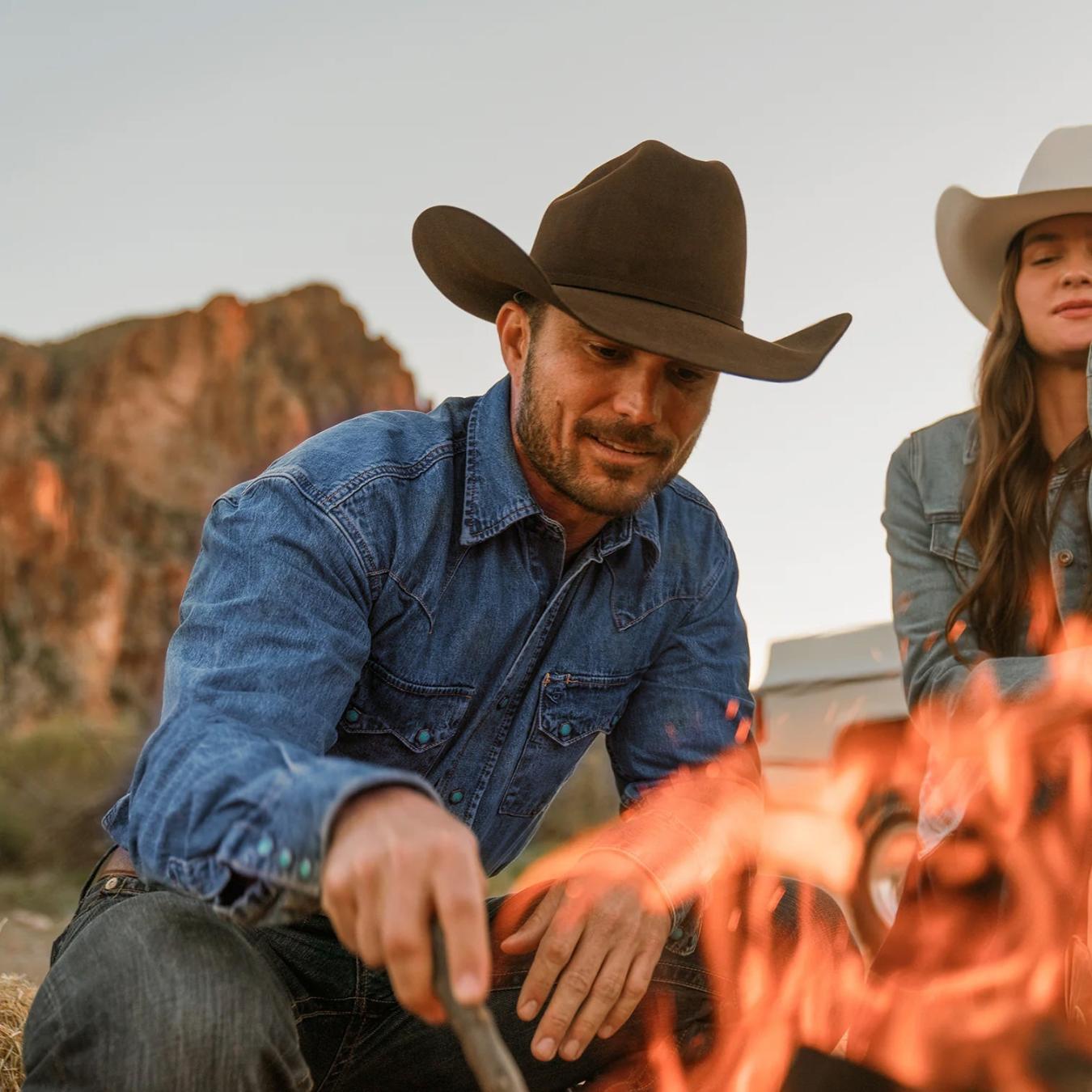 Men Denim Shirts | Stetson Turquoise Snap Western Denim Shirt Blue