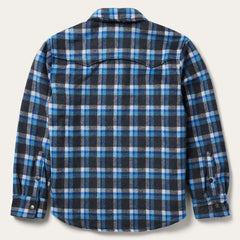 Men Flannel Shirts | Stetson Blue Plaid Quilted Shirt Jacket Blue