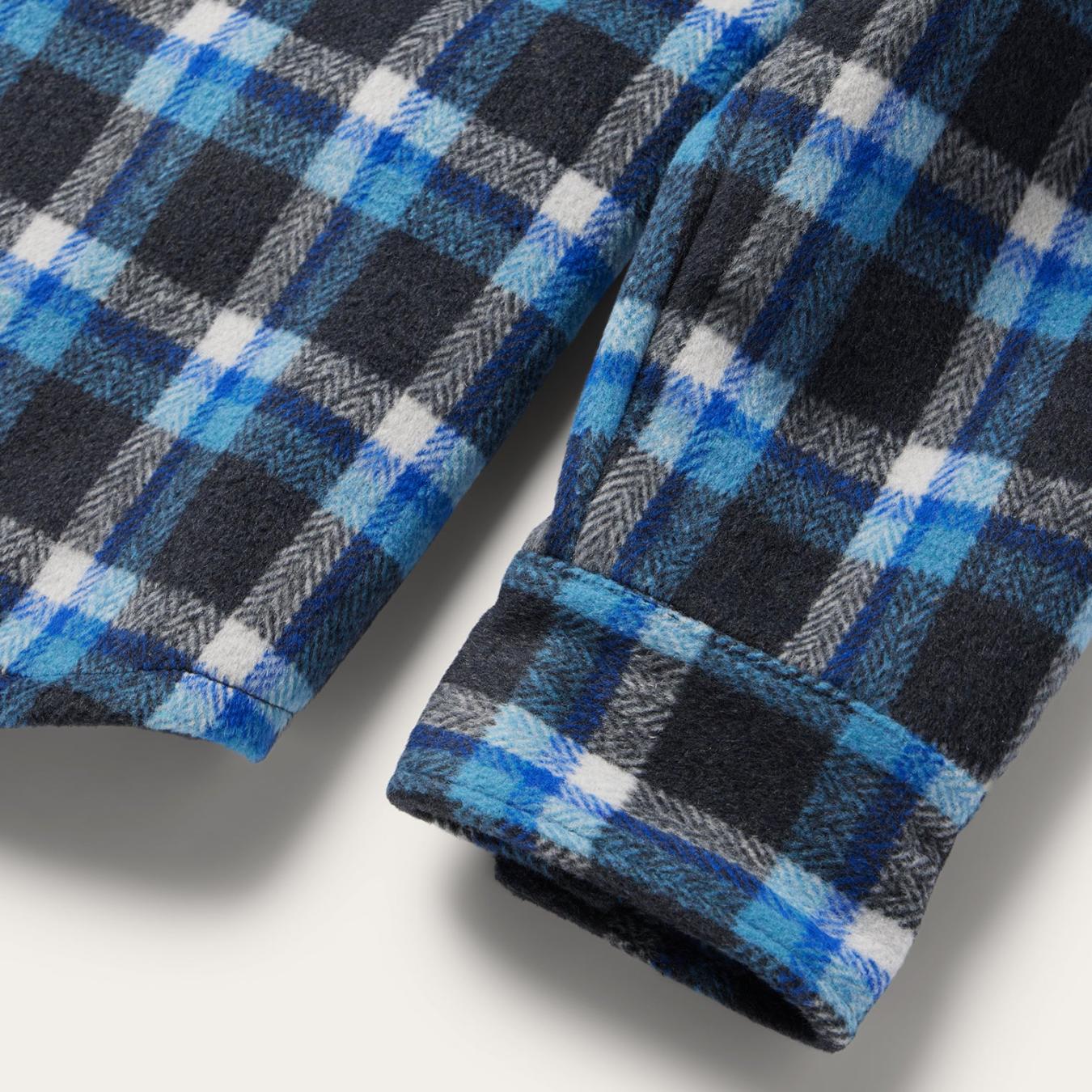 Men Flannel Shirts | Stetson Blue Plaid Quilted Shirt Jacket Blue