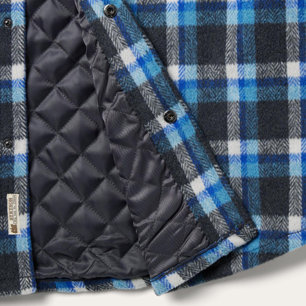 Men Flannel Shirts | Stetson Blue Plaid Quilted Shirt Jacket Blue