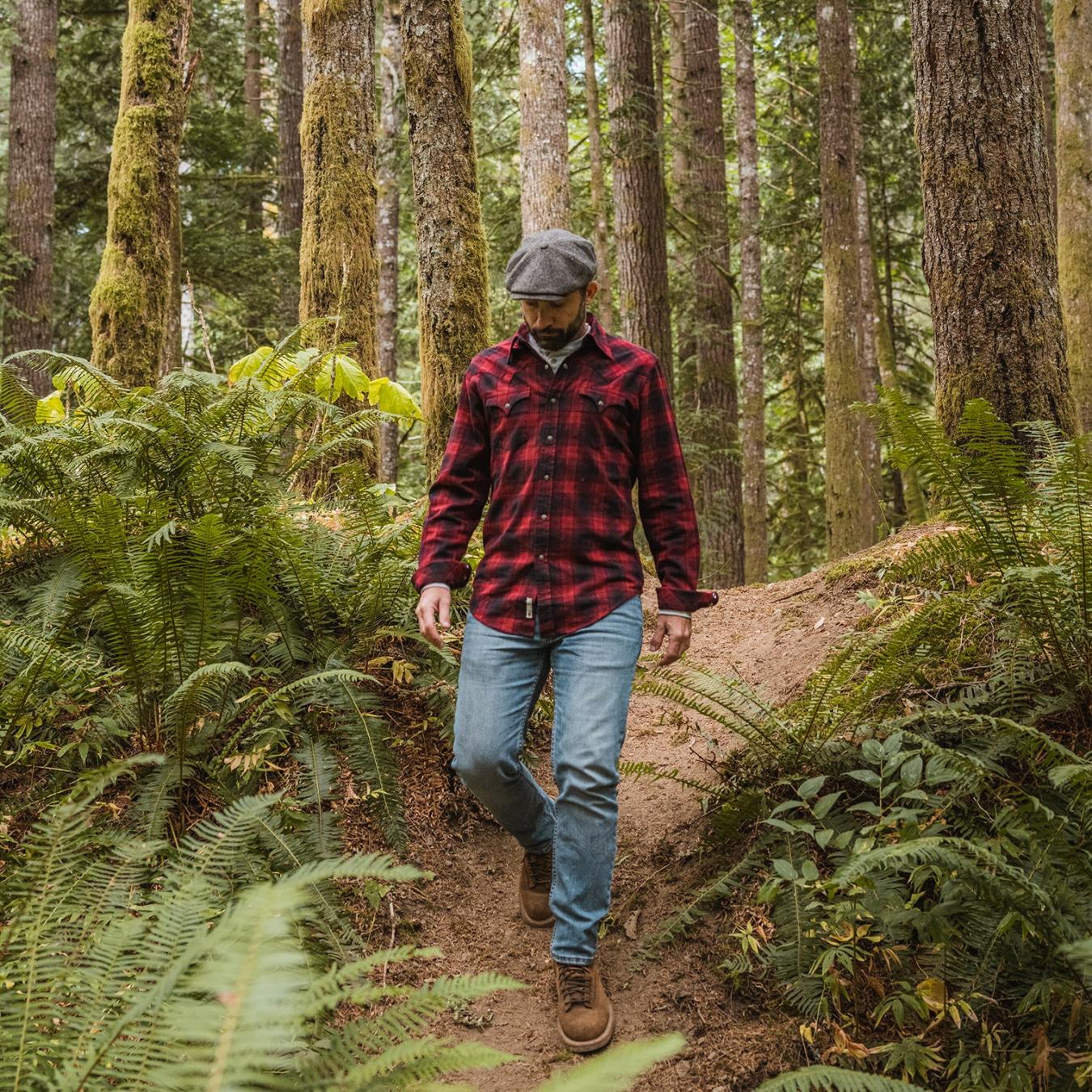 Men Flannel Shirts | Stetson Brushed Twill Plaid Shirt Black