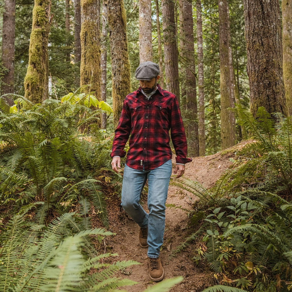 Men Flannel Shirts | Stetson Brushed Twill Plaid Shirt Black