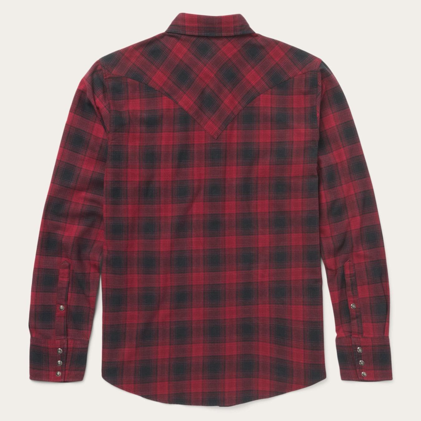 Men Flannel Shirts | Stetson Brushed Twill Plaid Shirt Black