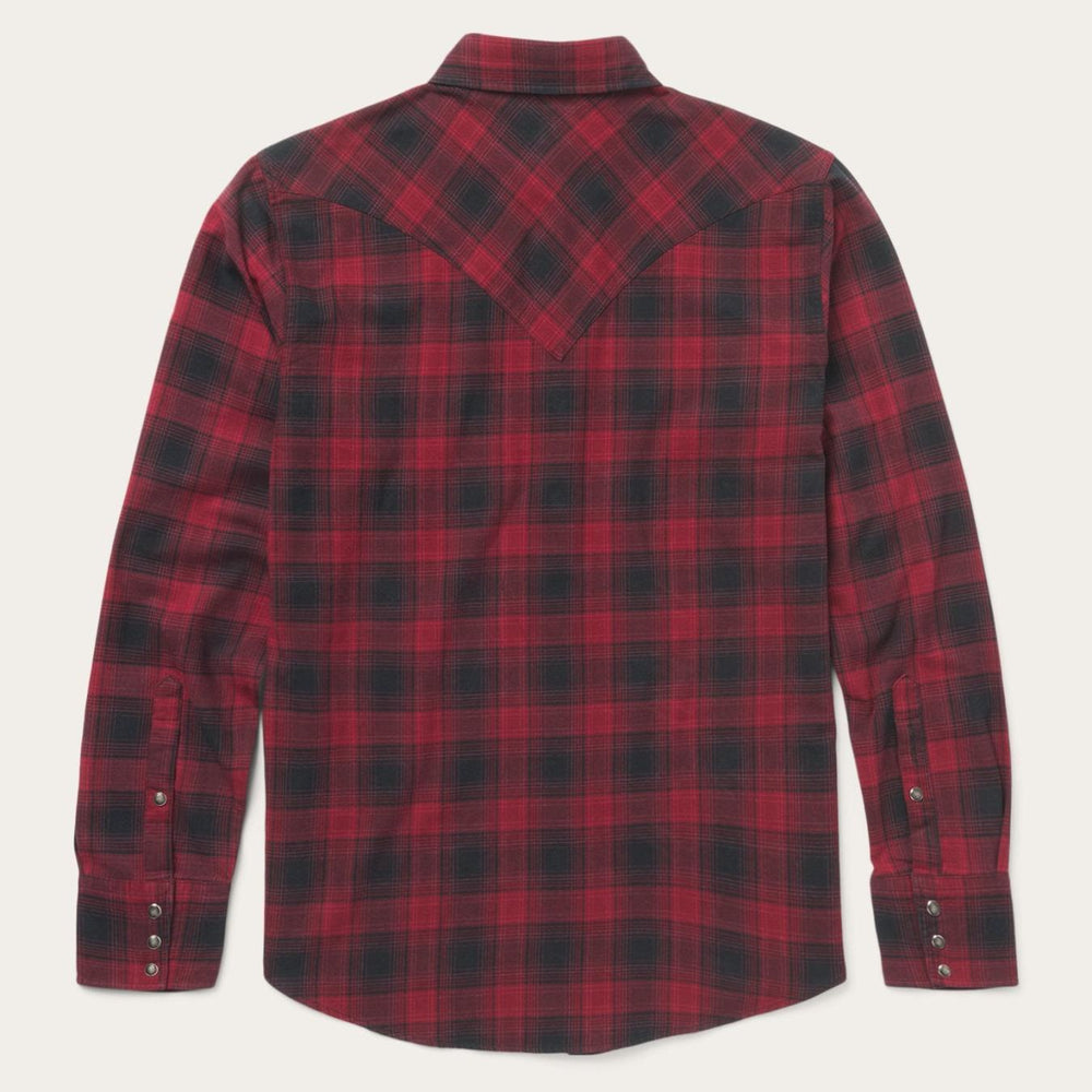 Men Flannel Shirts | Stetson Brushed Twill Plaid Shirt Black