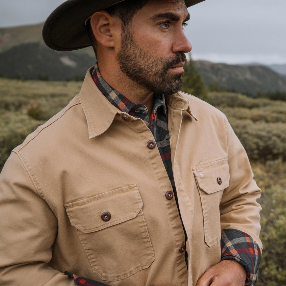 Men Jackets | Stetson Camel Stretch Canvas Shirt Jacket Brown