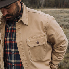 Men Jackets | Stetson Camel Stretch Canvas Shirt Jacket Brown