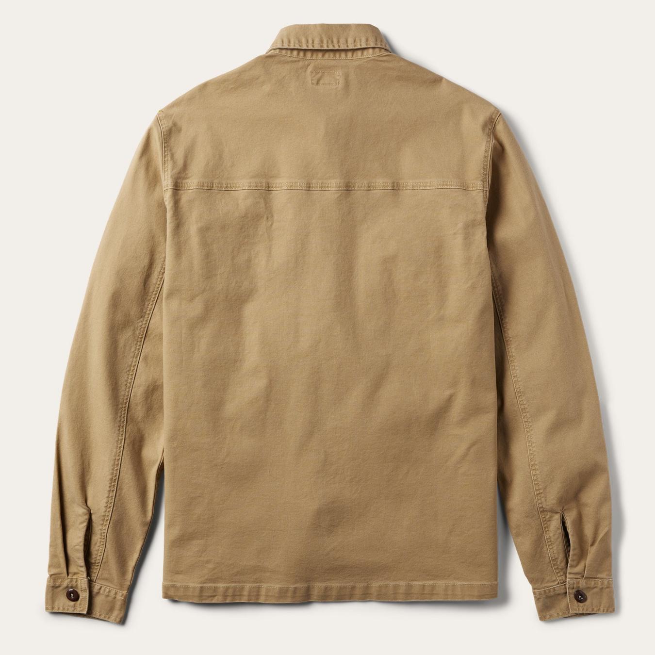 Men Jackets | Stetson Camel Stretch Canvas Shirt Jacket Brown