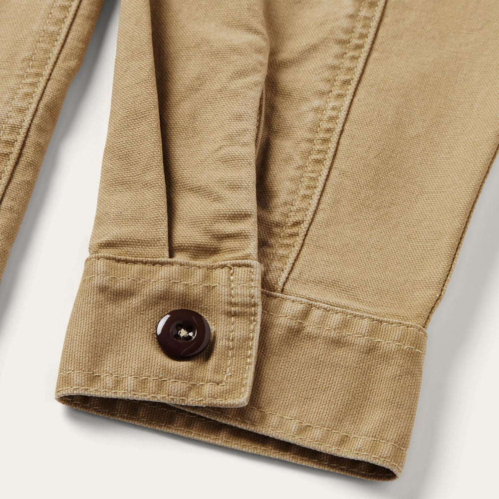 Men Jackets | Stetson Camel Stretch Canvas Shirt Jacket Brown
