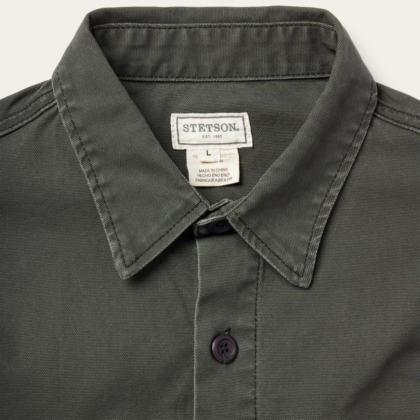 Men Jackets | Stetson Stretch Canvas Jac-Shirt Green