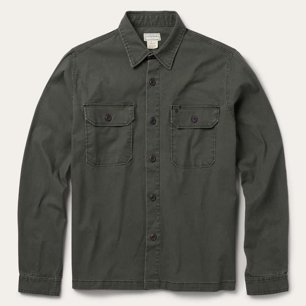 Men Jackets | Stetson Stretch Canvas Jac-Shirt Green